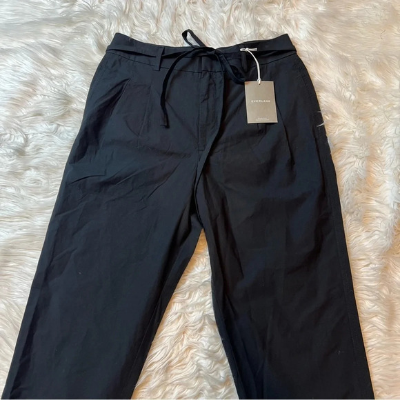 New EVERLANE The Poplin Pleated Taper Pant Black NWT Minimalist Casual Women’s 8 - Picture 4 of 14